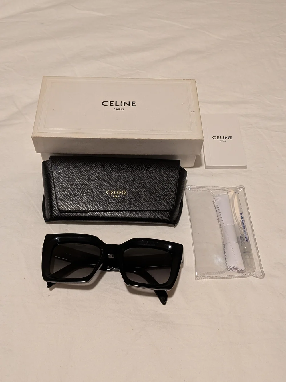 Celine Shiny Black Square Acetate Sunglasses with Gradient Lenses